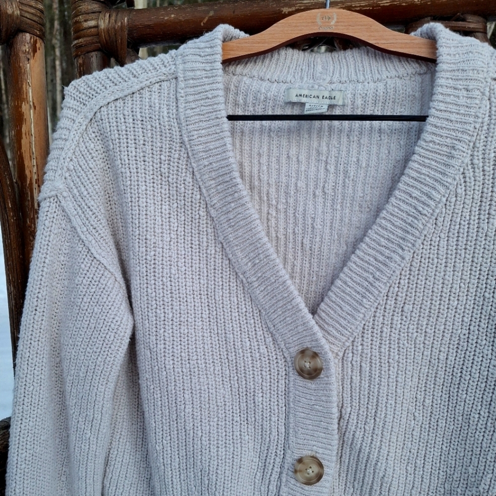Women's Cream Cardigan Sweater - Picture 2 of 5